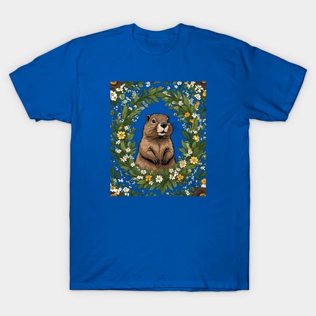 Massachusetts Mayflowers and Groundhog Woodchuck 3 T-Shirt by taiche